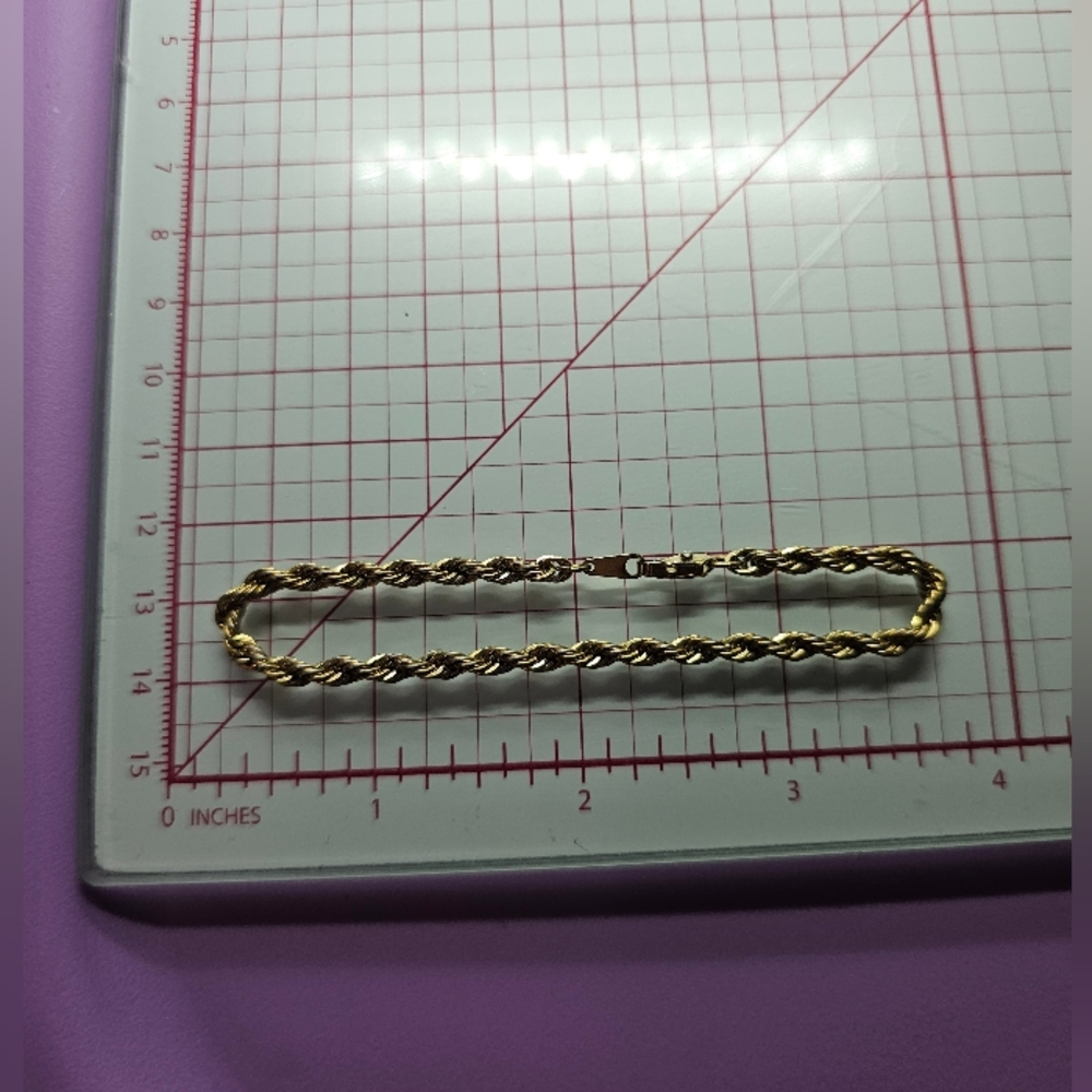 Gold Tone Rope Chain Bracelet - Picture 4 of 5